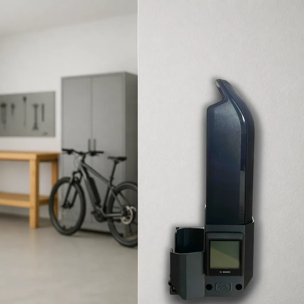 Kombi Wandhalterung für Bosch Powerpack Frame 545, Ladegerät, Display & Schlüssel E-Bike Akku