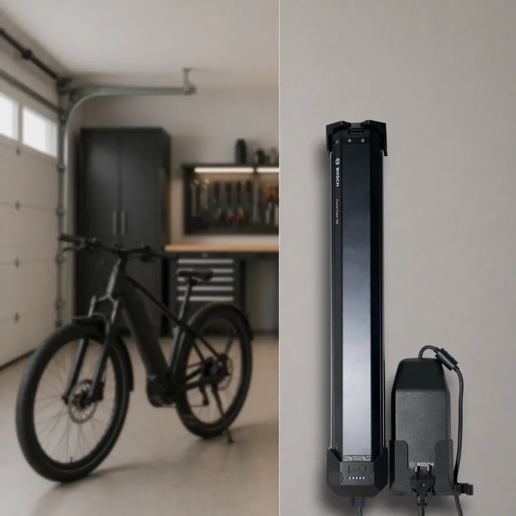 Dockingstation/ Wandhalterung für Bosch PowerTube 500, 625 , 750 (Bitte wählen Sie Ihr Akkumodell, Keine festverbaute Akkublende)